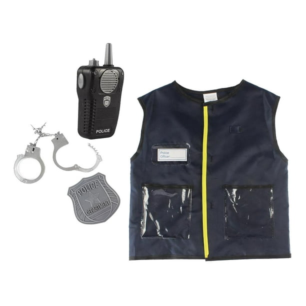 Disfraz de oficial de policía para niños, incluye insignia de bastón de  policía, esposas, chaleco, pistola de juguete, juego de rol, disfraz de