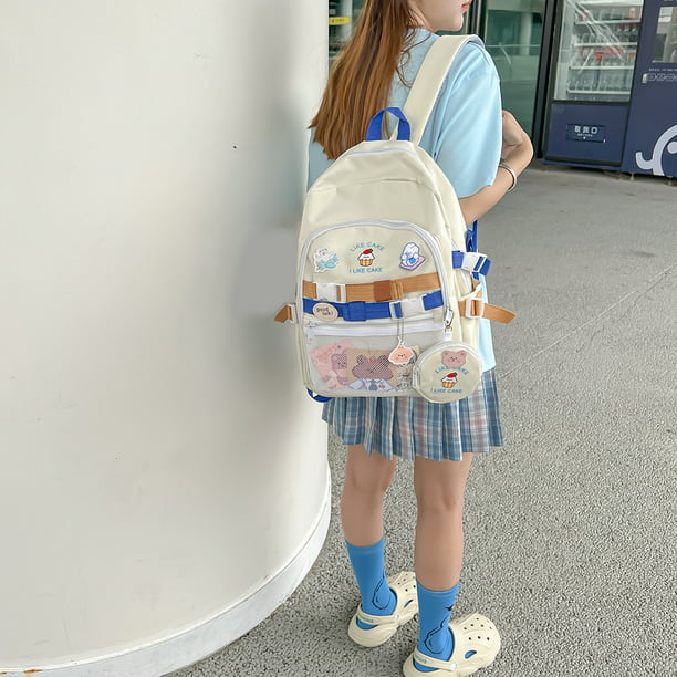 Mochila escolar Japonesa para Chicas Adolescentes, Kawaii con Múltiples  Bolsillo