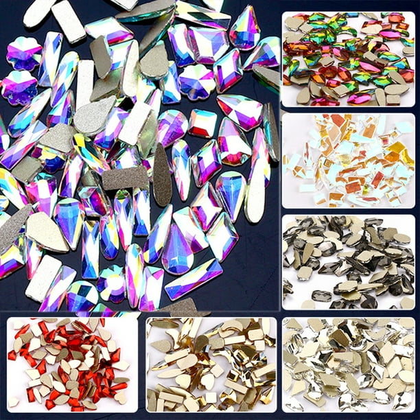 ULGAI - Diamantes de imitación para uñas, cristales planos con formas y  tamaños distintos para decorar uñas.