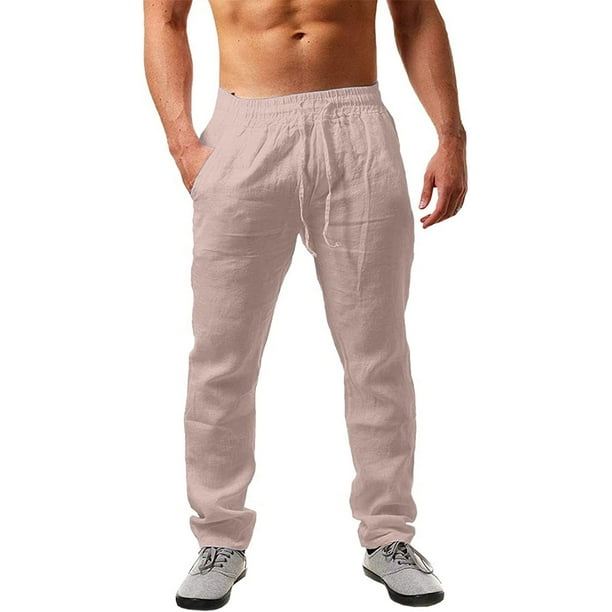 Pantalones casuales de lino de algodón para hombre, pantalones sueltos de  playa, pantalones largos de yoga ligeros – Yaxa Colombia