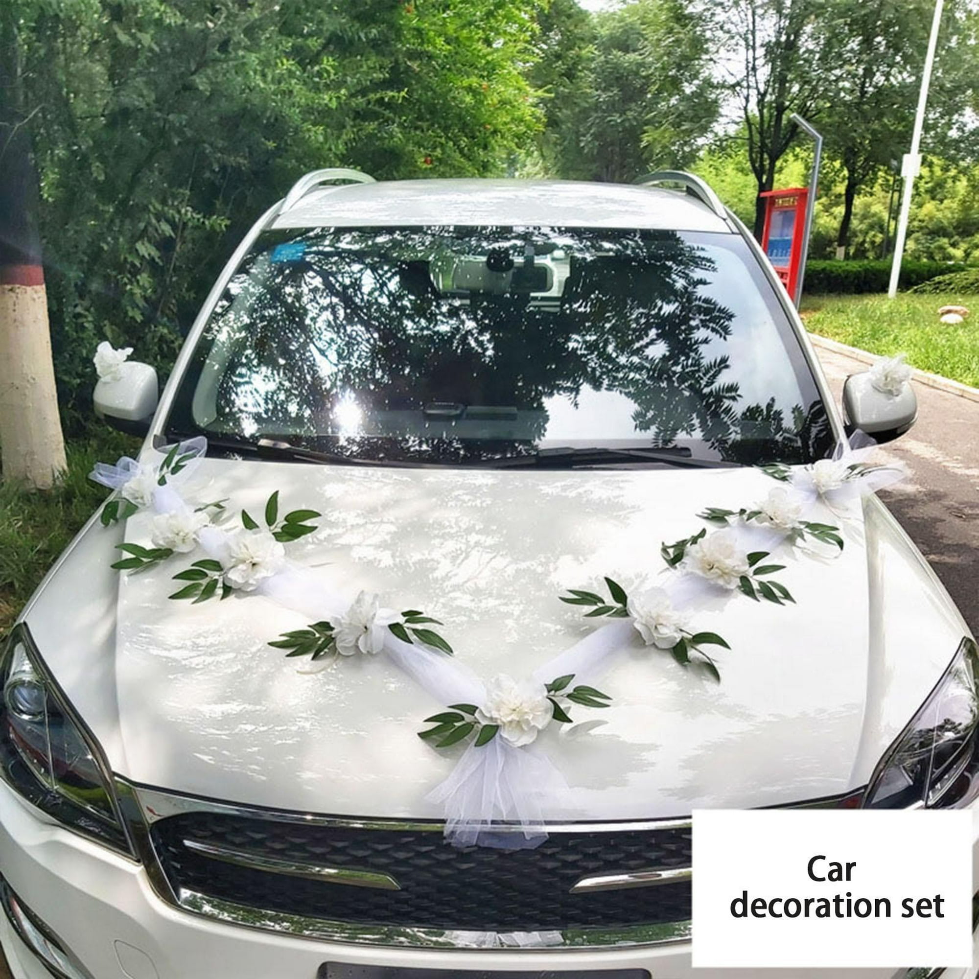 Simulación Boda Coche Flor Decoración Flores artificiales Nupcial Coche  Decoración Rosa Flor Cintas DIY para bodas navideña Estilo E BLESIY  decoraciones de la boda del coche