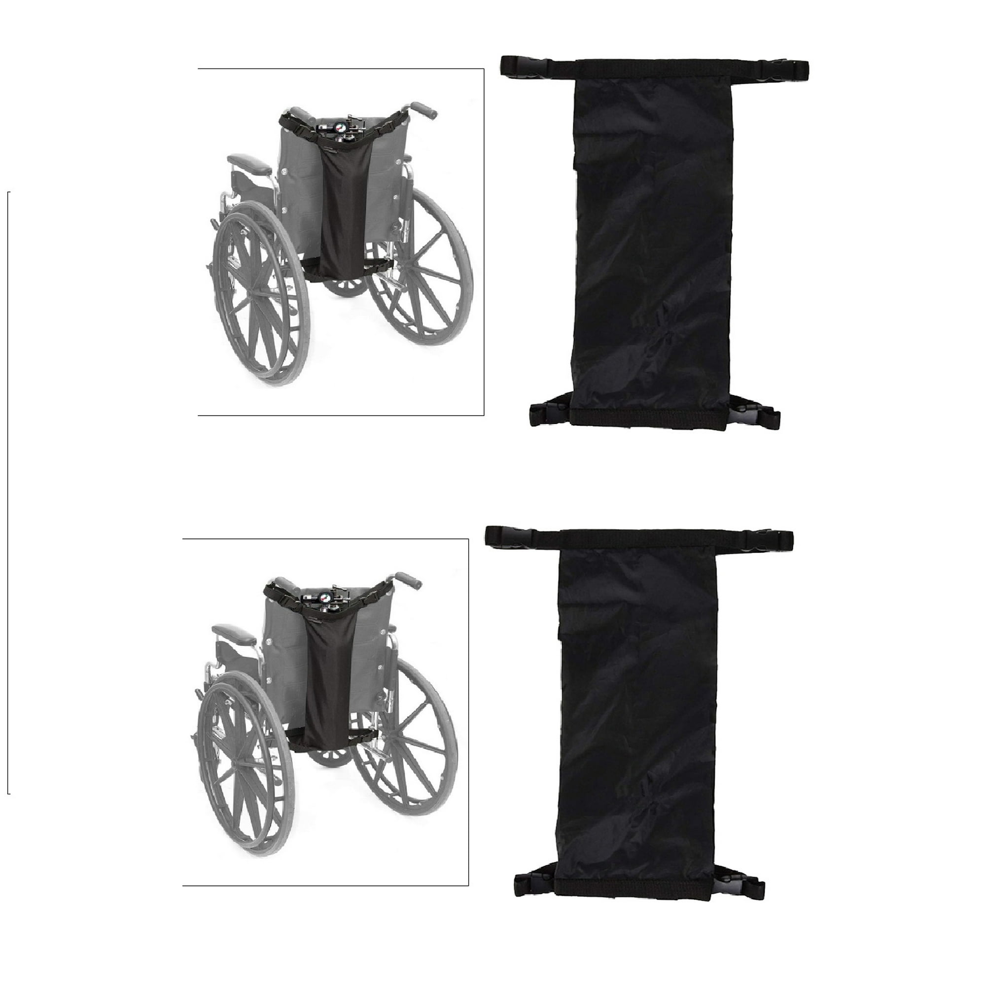 Bolsa cilíndrica de oxígeno para sillas de ruedas con hebillas, se adapta a  cualquier silla de ruedas, color negro (se adapta a la mayoría de