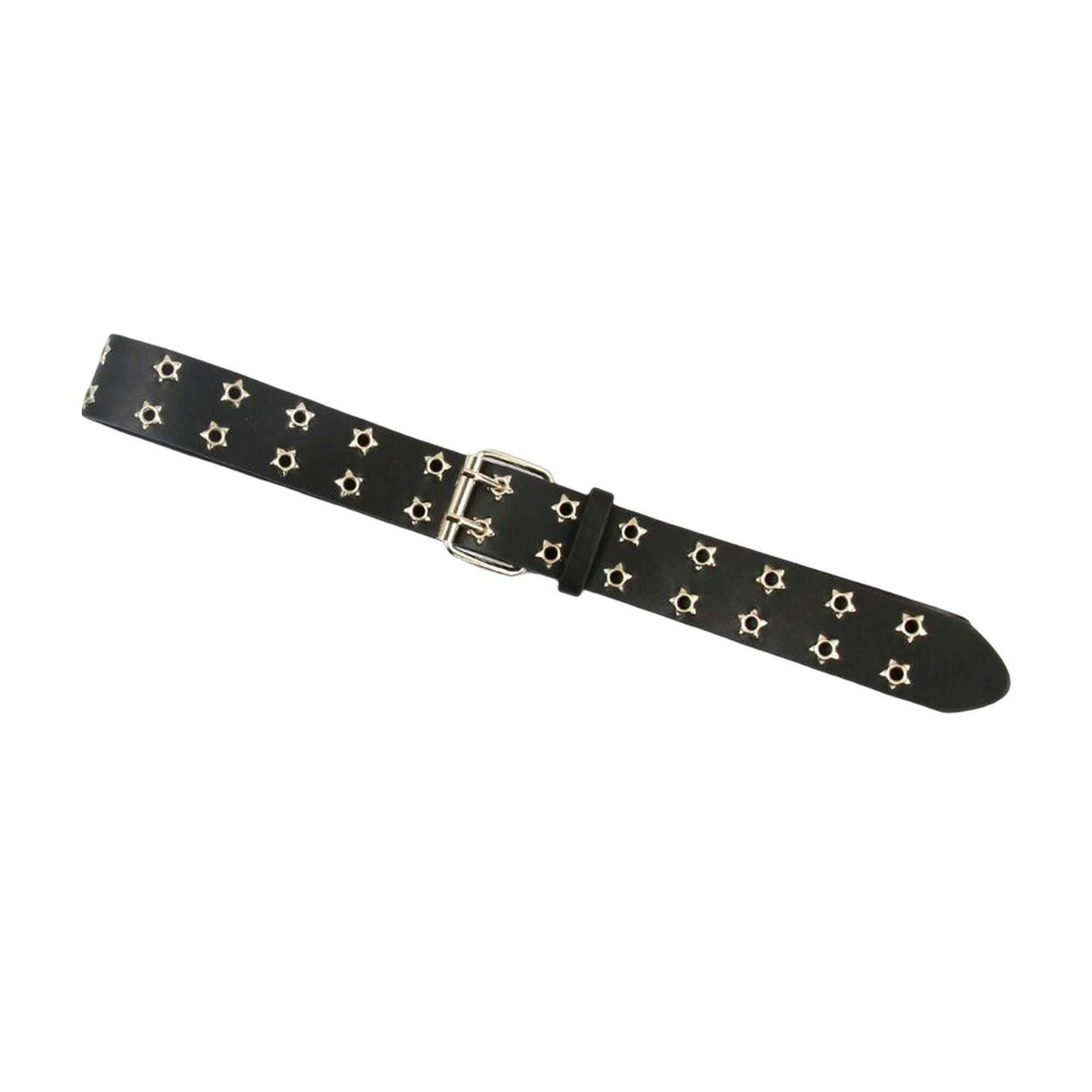 Cinturón punk unisex, cinturón decorativo de cuero PU gótico con ojales de  2 agujeros, cinturones casuales hebilla, negro , Negro sin Cadena Baoblaze