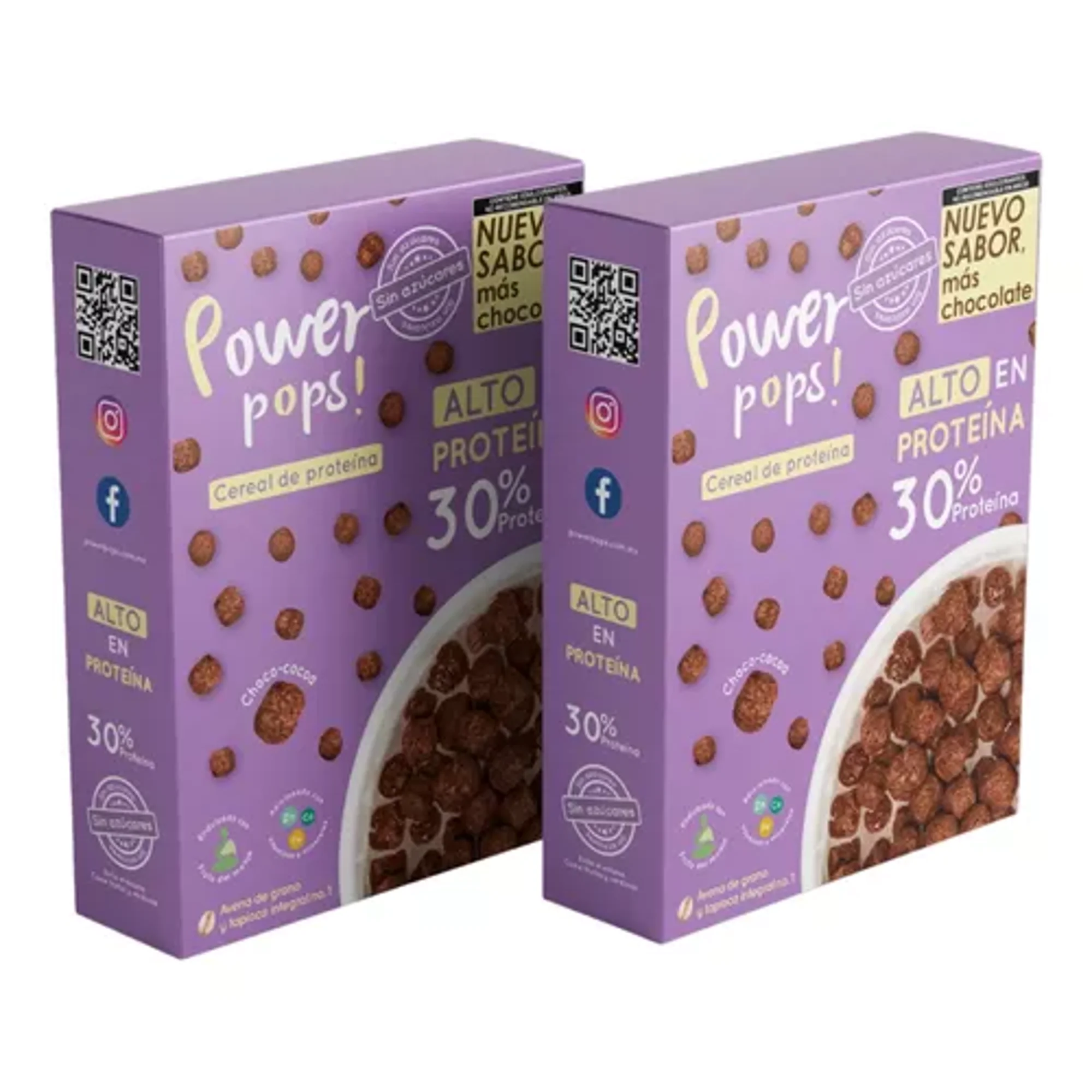 2 pack power pops! cereal de proteína de suero de leche sin azúcar sabor chocolate