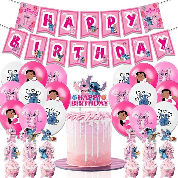 Decoración de cumpleaños de Ángel de Stitch para niña, suministros