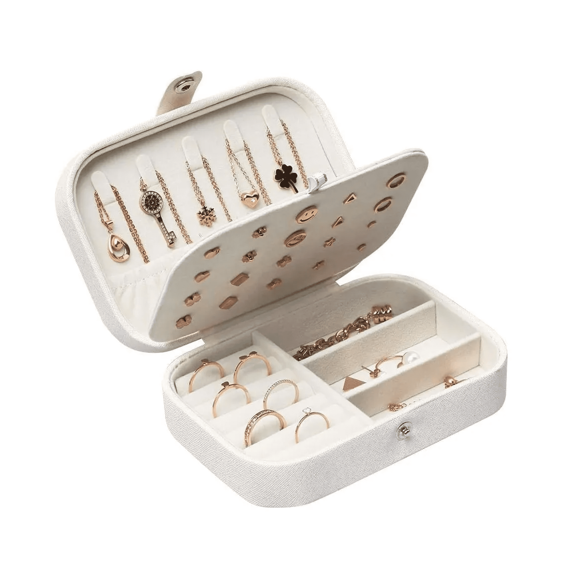 Estuche de cuero para almacenamiento de joyas xtellar blanco