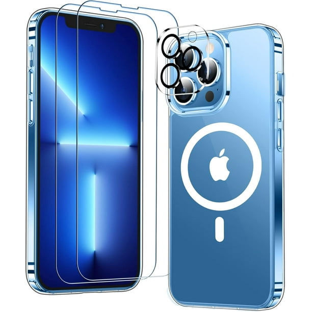  Temdan Funda para iPhone 12 para iPhone 12 Pro, compatible con  MagSafe, 2 protectores de pantalla de vidrio, no amarillea, delgada, a  prueba de golpes, 6.1 pulgadas, transparente : Celulares y Accesorios