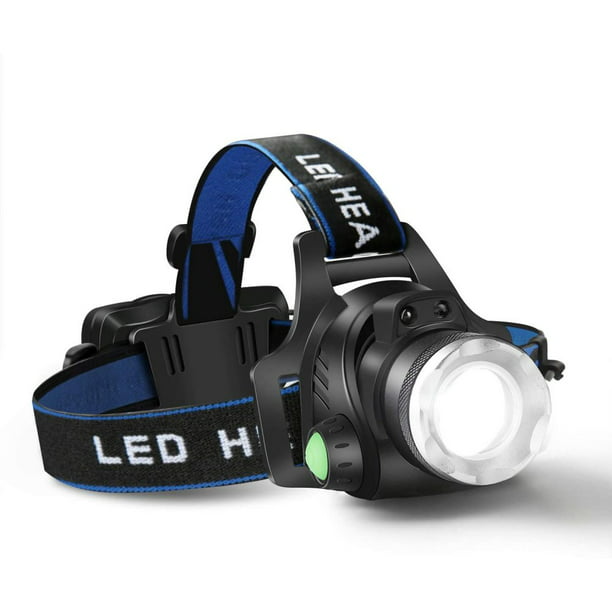 Youcan View Linterna frontal recargable brillante de alta potencia,  linterna de camping impermeable, faro LED con zoom, lámpara de cabeza  ajustable de