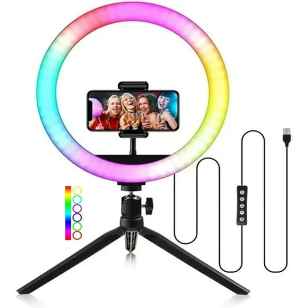 Aro de luz anillo LED selfie profesional 10 trípode regulable