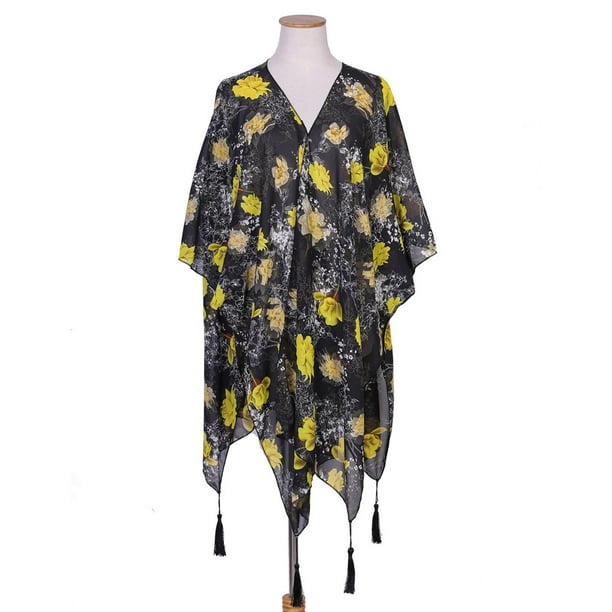 Kimonos con Estampado Floral de Mujer, Cárdigan de Suelta, Blusas  Informales para Cubrir, Ropa de Py Soledad Cárdigan tipo kimono de playa