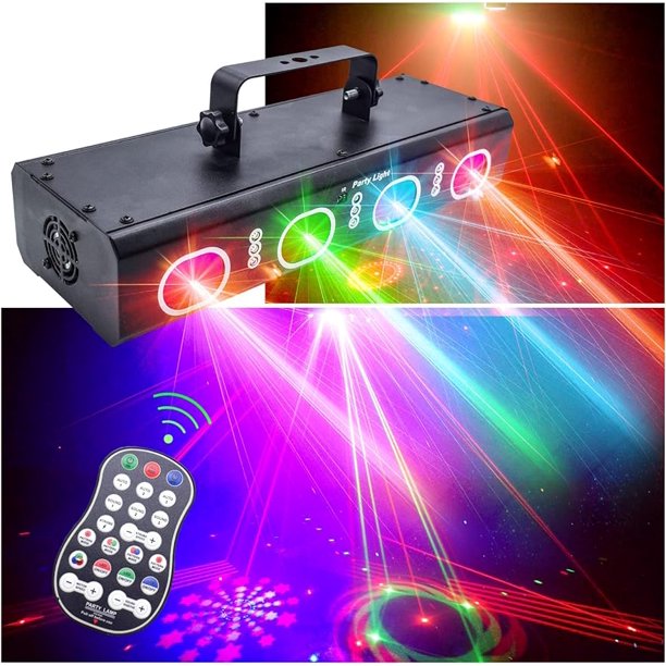 1 Luces Láser Para Fiestas Proyector Luz De Club DJ Con Control Remoto  Baile LED