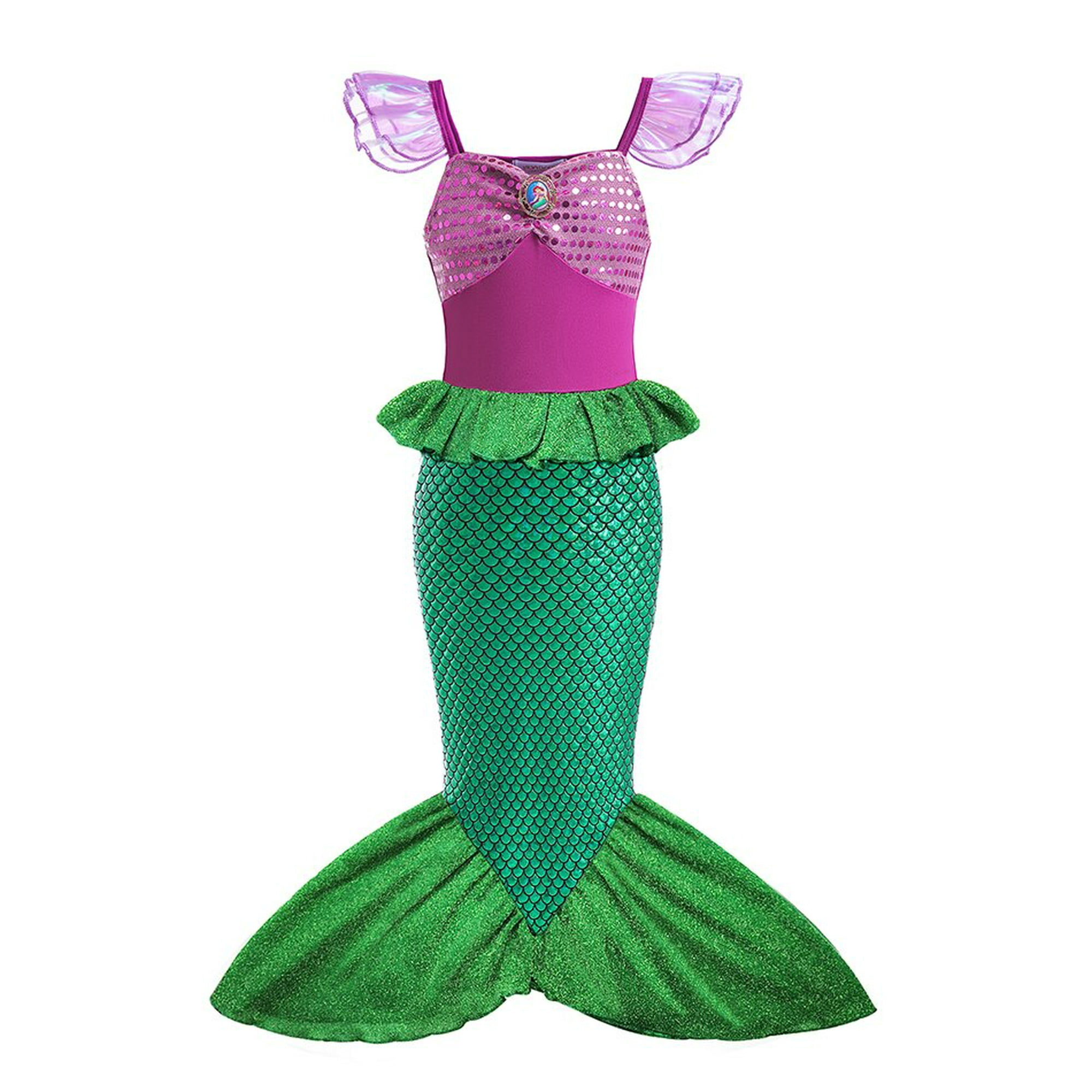 Disfraz de Ariel de La Sirenita para Niñas, 4, 6X, Verde azulado