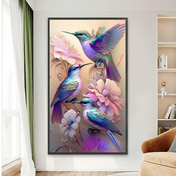 Cuadros Decorativos Pintura de diamante 5D DIY taladro cuadrado completo  flor colibrí decoración del hogar DQrwqpou embutido en tela