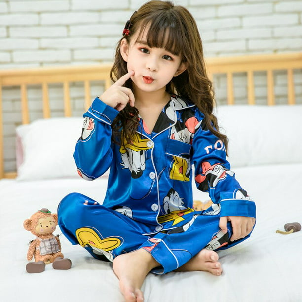 Labor Activar Agacharse Pijamas de satén para niños de 3 a 14 años, ropa de dormir con pantalones y  dibujos animados de Mick yaoshenbao LED | Walmart en línea