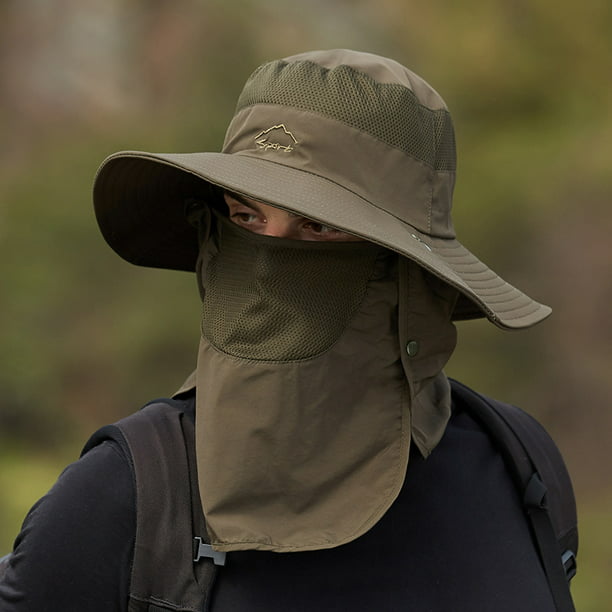 Sombrero de sol para hombre con protección desmontable para la cara y el  cuello, sombreros de pesca plegables para senderismo al aire libre anti UV  de verano, sombrero impermeable para safari, camping