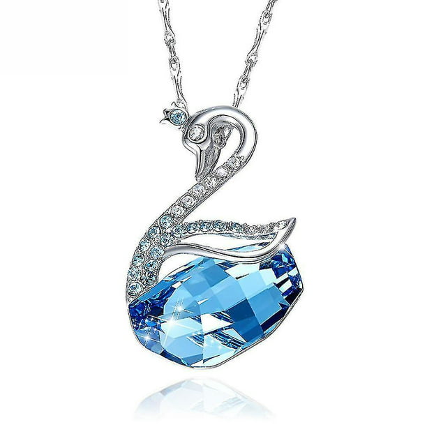 Hermanos Incorporar nombre Collar de mujer Cadena de clavícula Cisne Swarovski Elements Azul S925 Colgante  de cristal para boda ZefeiWu 8390606563552 | Walmart en línea