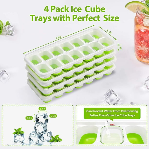 Bandeja para cubitos de hielo, silicona de fácil liberación y bandejas  flexibles para 14 hielos oso de fresa Hogar