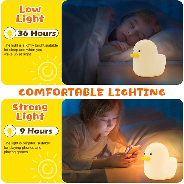 Comprar Luz Led nocturna de pato, lámpara recargable de silicona de dibujos  animados, interruptor de palmaditas, luz nocturna para niños, decoración de  dormitorio infantil, regalo de cumpleaños