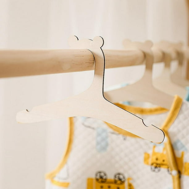 30 Uds percha de madera para ropa de bebé percha de madera Natural para  perchero de ropa de bebé habitación guardería