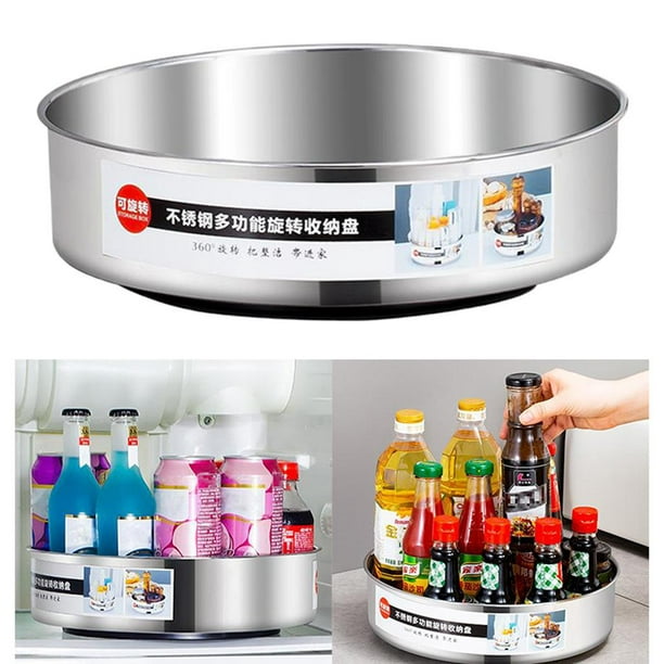 Bandeja giratoria de almacenamiento multifuncional para refrigerador de  cocina, botella de condimentos, bebida, vino, plato giratorio, gabinete
