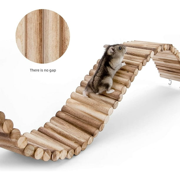 Hámster sirio Bendy Puentes de madera largos, juguetes de escalera flexible  para hámster enano, juguetes de escondite de jerbos para masticar cosas de