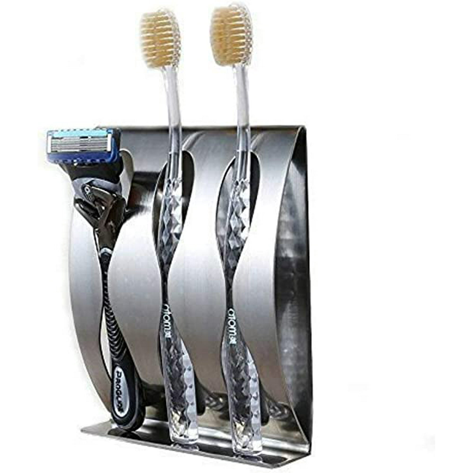 Soporte de pared para cepillo de dientes de baño, de acero inoxidable, 1  cepillo de dientes con adhesivo 3M + 1 dispensador de pasta de dientes