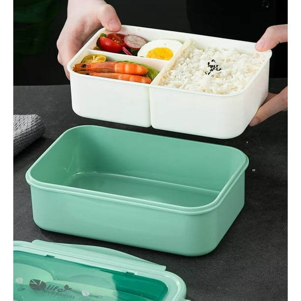 Fiambrera Bento con juego de cubiertos, 3 compartimentos, contenedores de  almacenamiento de alimentos, fiambrera de preparación de comidas,  contenedores de plástico para almacenamiento de alimentos, TUNC Sencillez