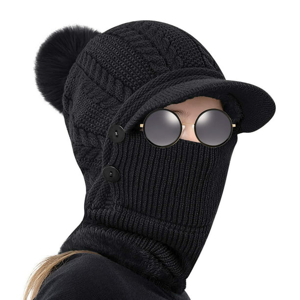Gorro de doble propósito pasamontañas para hombres y mujeres gorros de  punto de invierno máscara de punto cálida de invierno máscara de esquí para  – Yaxa Colombia