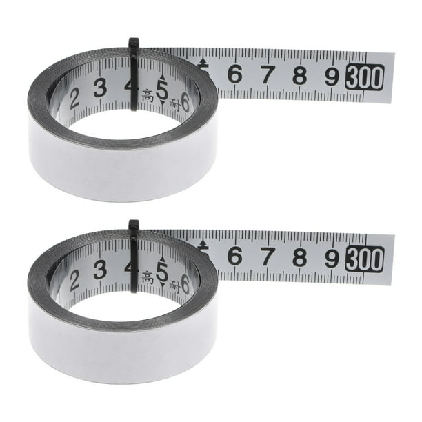 Cinta métrica adhesiva de 300 cm de izquierda a derecha para leer la regla  adhesiva de acero, tono plateado Unique Bargains cintas métricas