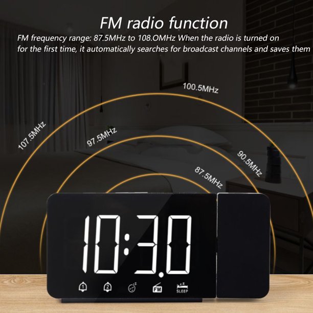 DESPERTADOR DIGITAL RADIO RELOJ FM PROYECTOR 180º ALARMA DUAL