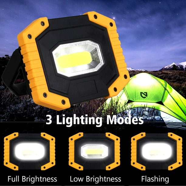 Foco de trabajo LED de 30 W, foco de construcción T-SUN, batería recargable,  luz de trabajo impermeable portátil con 2 * baterías recargables, USB, 3  modos de luz Adepaton LL-1688
