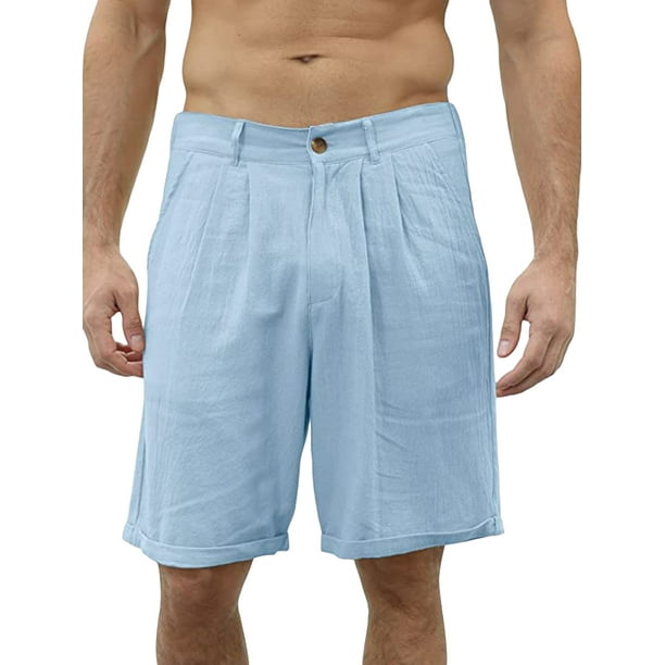 Pantalones Cortos De Verano Para Hombre Ropa De Calle De Lino Y Algodón  Deportes