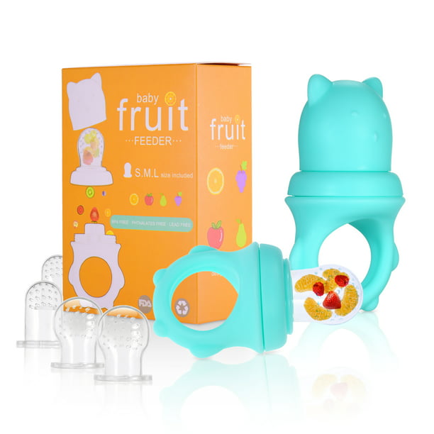 Chupete alimentador de frutas para bebés, alimentador de alimentos frescos,  dentición de frutas para bebés de 3 a 24 meses, 6 bolsas de silicona para