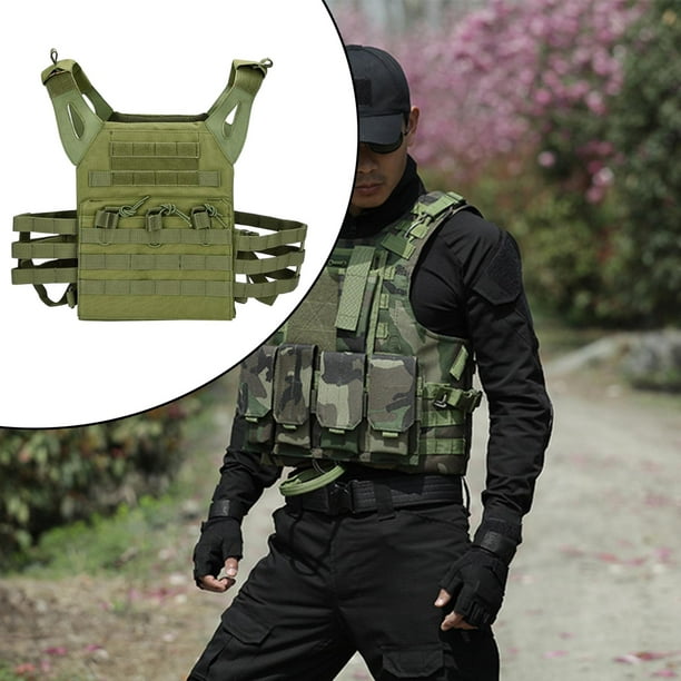  Chaleco táctico militar de camuflaje para fotógrafo, talla  grande, sin mangas, Verde ejército, L : Ropa, Zapatos y Joyería