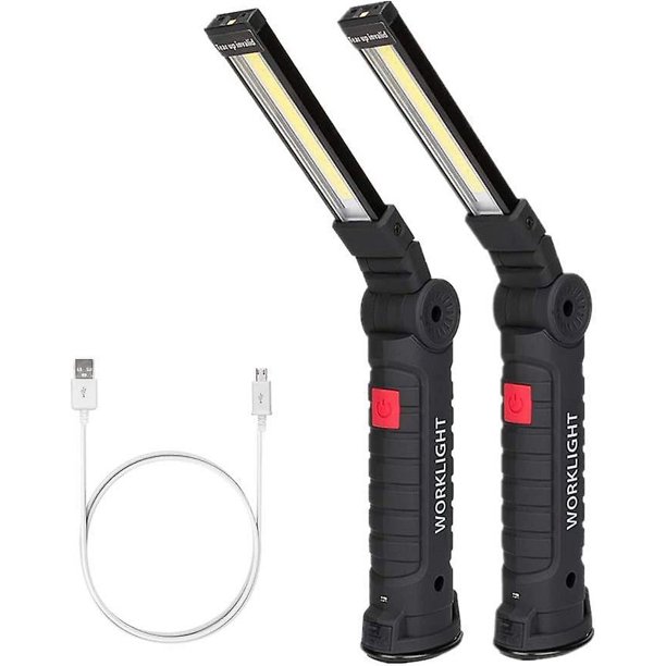 Linterna Taller LED Recargable, Lámpara de trabajo plegable de mano, 5  Modos Lámpara de Inspección USB con Base Magnética y Gancho, Linterna de