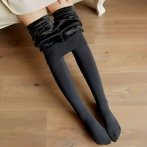 Medias de invierno de moda para mujer, pantimedias térmicas elástica mals  cálidas de ajustadas sin costuras de cinturo , prendas de , negro