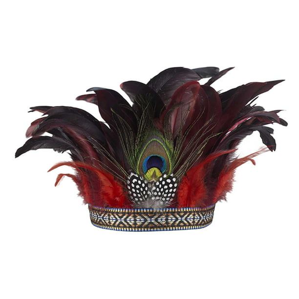 Accesorios de plumas Disfraz de de corona decorativo para de danza gitana  Carnaval Mardi Gras Burlesque Halloween , Rojo Sunnimix Cintas para el pelo