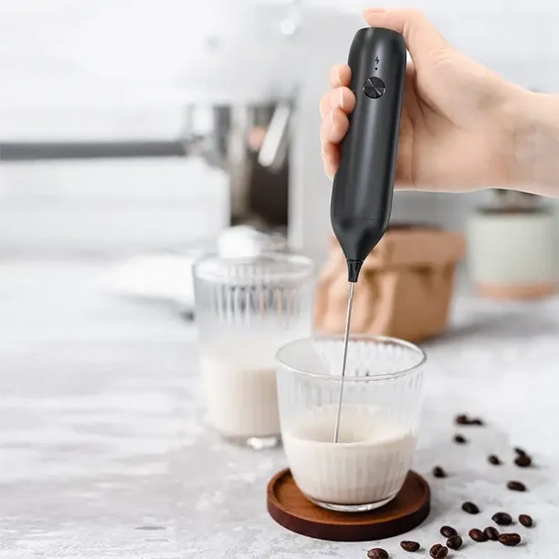 Espumador leche mano leche eléctrico para café con batidor acero
