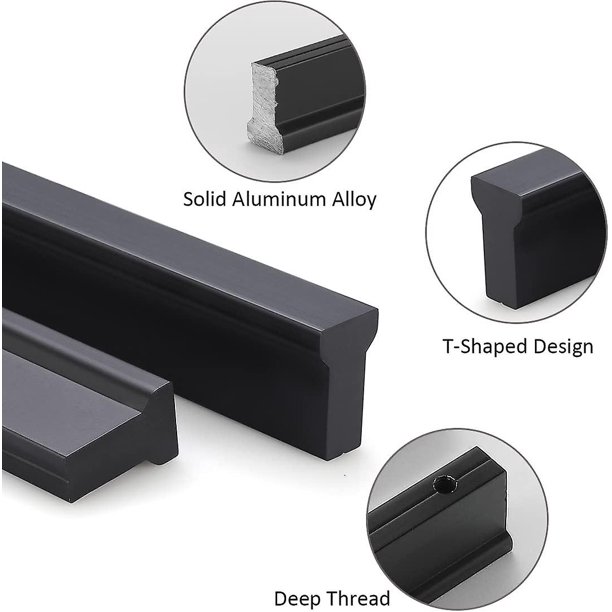 Tirador de armario de cocina, tiradores de puerta de armario, 2 tiradores  de cajón blancos en forma de T, tirador de muebles de aleación de aluminio