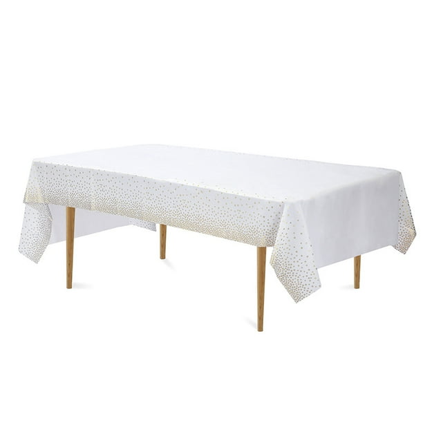Mantel blanco, manteles de plástico para fiestas, desechables, 54 x 108  pulgadas, para mesas rectangulares, mantel rectangular desechable, mantel