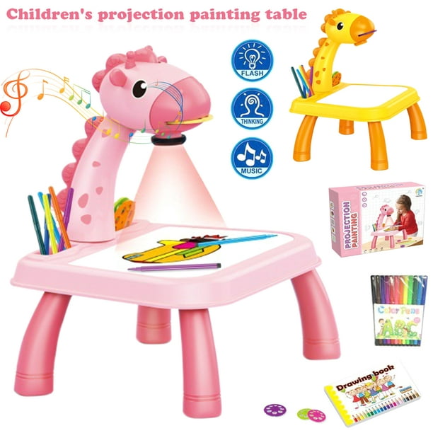 Proyector de dibujo para niños de 3 años o más, para rastrear y dibujar,  proyector de juguete con modo de música y luz, proyector de escritorio,  tablero de dibujo con pilas para