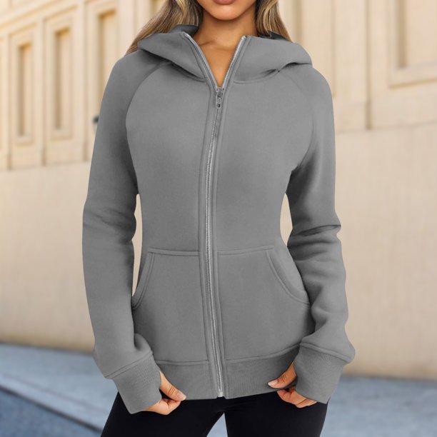 Comprar Sudadera con capucha y cremallera Sudadera extragrande para mujer  con bolsillo Chaquetas de manga larga con capucha