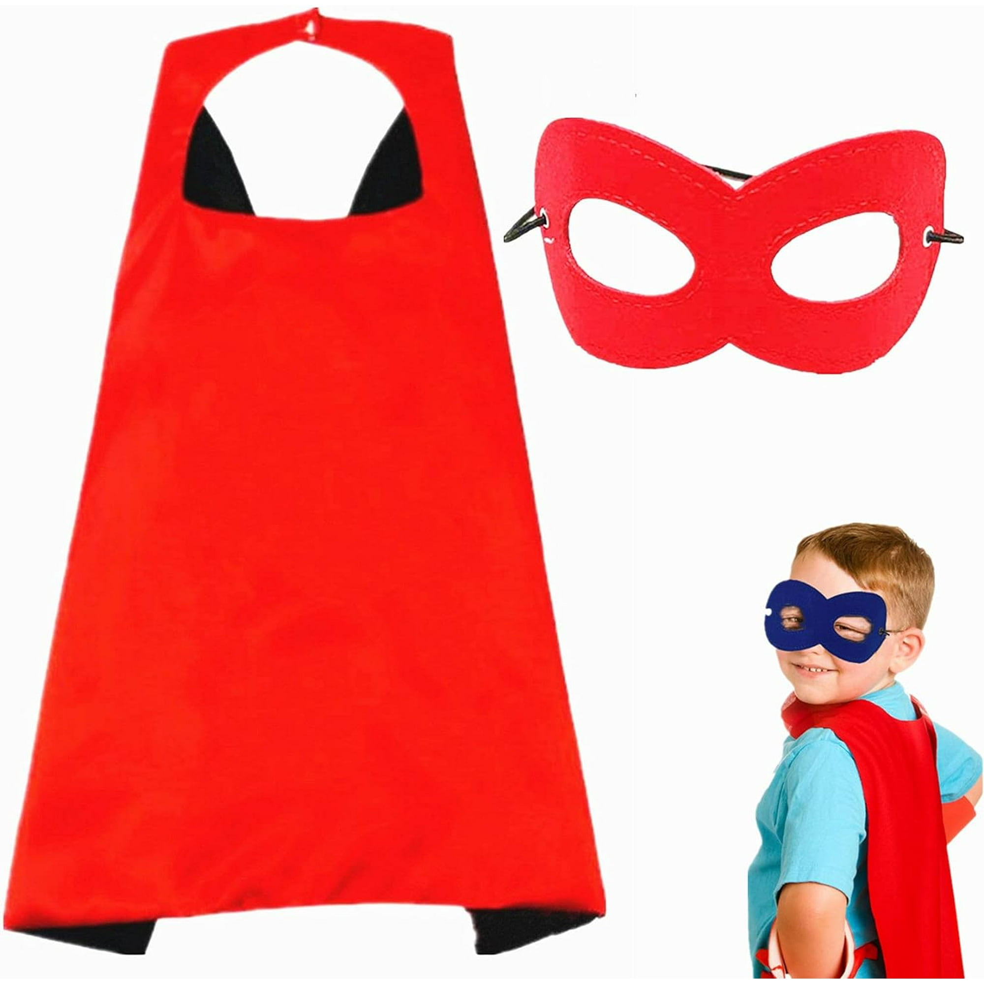 Capa De Superhéroe Para Niños + Máscara Cosplay Conjunto De Disfraces De  Doble Cara Capas