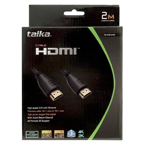 Cable HDMI 2 metros TAIKA 2K/4K/3D/Full HD/Super HD 60HZ