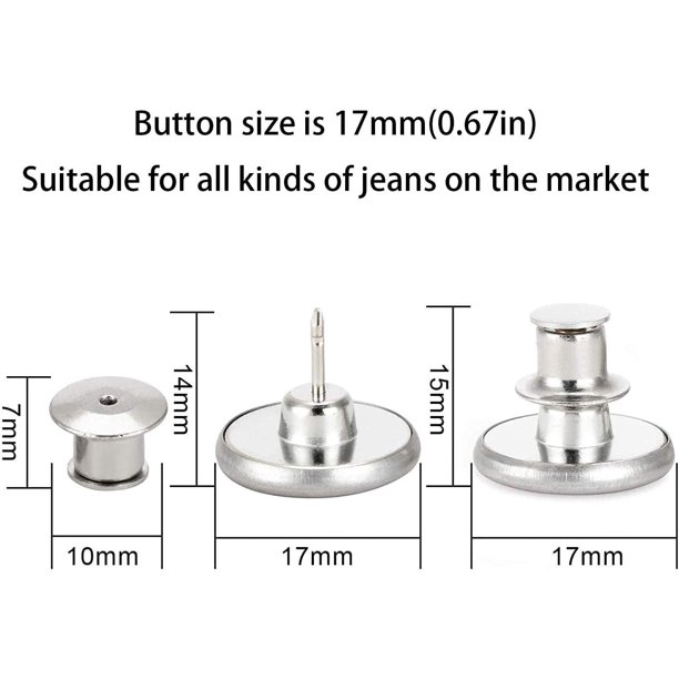 6 botones a presión de ajuste perfecto, botones instantáneos, botones de  repuesto para vaqueros, botones extraíbles, sin botones de costura,  extender o disminuir cualquier tamaño de pantalón por una pulgada en  segundos.