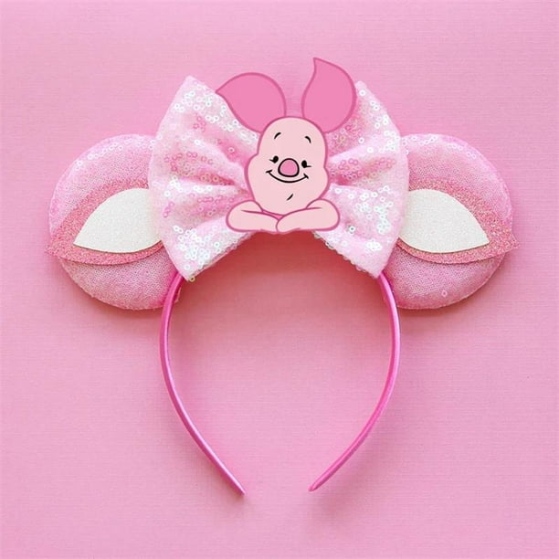 Diadema con orejas de Minnie Mouse para mujer, Diadema con lazo de