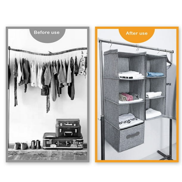 Organizador de armario colgante de 4 estantes, organizador de armario  colgante con cajón para almacenamiento de ropa y accesorios (beige)