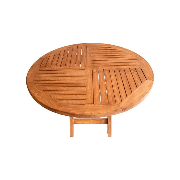 Mesa Plegable Redonda De Madera Sólida, 120diam – Rústico Tratable NATIVO  MUEBLES DEL BOSQUE