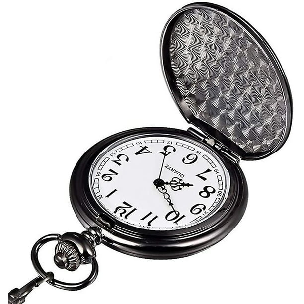 Reloj de bolsillo vintage Reloj de bolsillo de cuarzo con cadena Movimiento  mecánico clásico Pocketwatch Smooth Silver Steel Reloj de hombre Reloj de  bolsillo de cuerda manual Fo