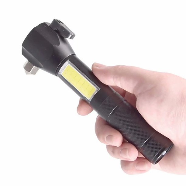 Linterna de autodefensa portátil multifuncional, luz fuerte, iluminación  exterior, luz intermitente de emergencia, USB, impermeable, martillo de seguridad  para coche Sailing Electrónica